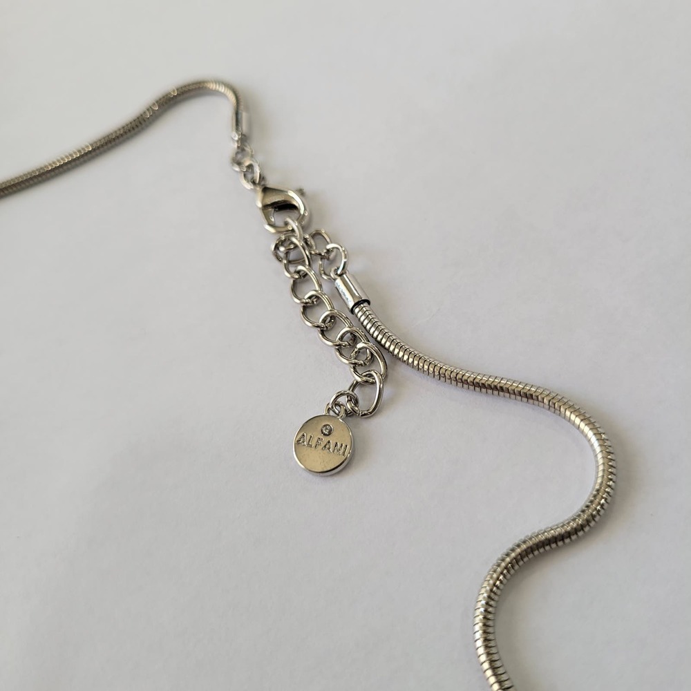 Alfani Silver-Tone Open Circle & Pavé Bar Rodeo Pendant Necklace, 17" NEW - Picture 6 of 6